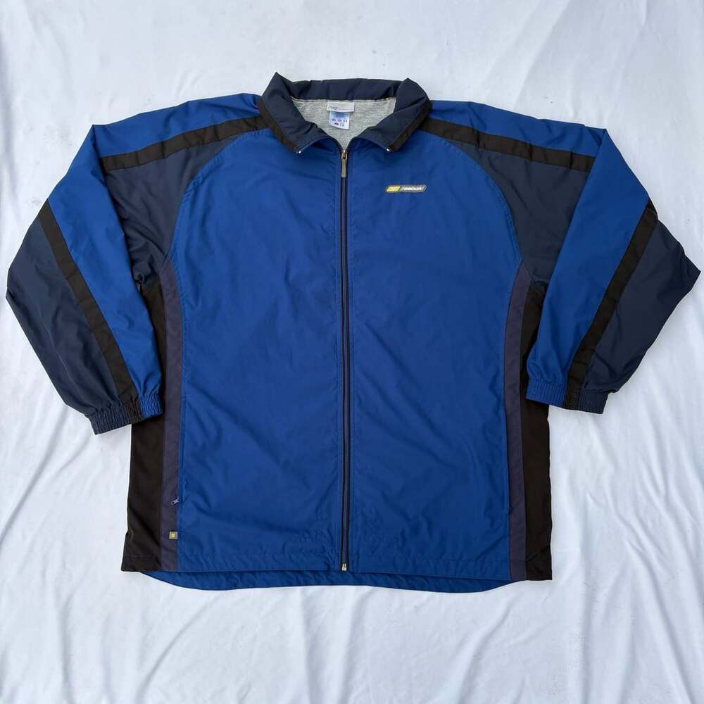 Vintage Reebok Windbreaker Jacket Men XL Blue Grey Lined Colorblock